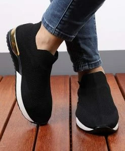 Wholesale ⭐ RXFSP Black & White Metallic-Accent Slip-On 👟 Sneaker - 👩 Women 😉