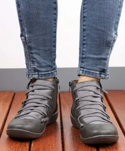 Deals ⌛ RXFSP Gray Elastic-Strap Ankle Boot - 👩 Women 🛒 -RXFSP-shop zu98983065 alt 3 tm1629992128