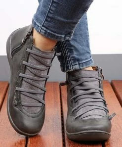Deals ⌛ RXFSP Gray Elastic-Strap Ankle Boot - 👩 Women 🛒