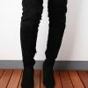 Wholesale 🌟 RXFSP Black Back-Tie Pointed-Toe Over-The-Knee Boot - 👩 Women 🤩